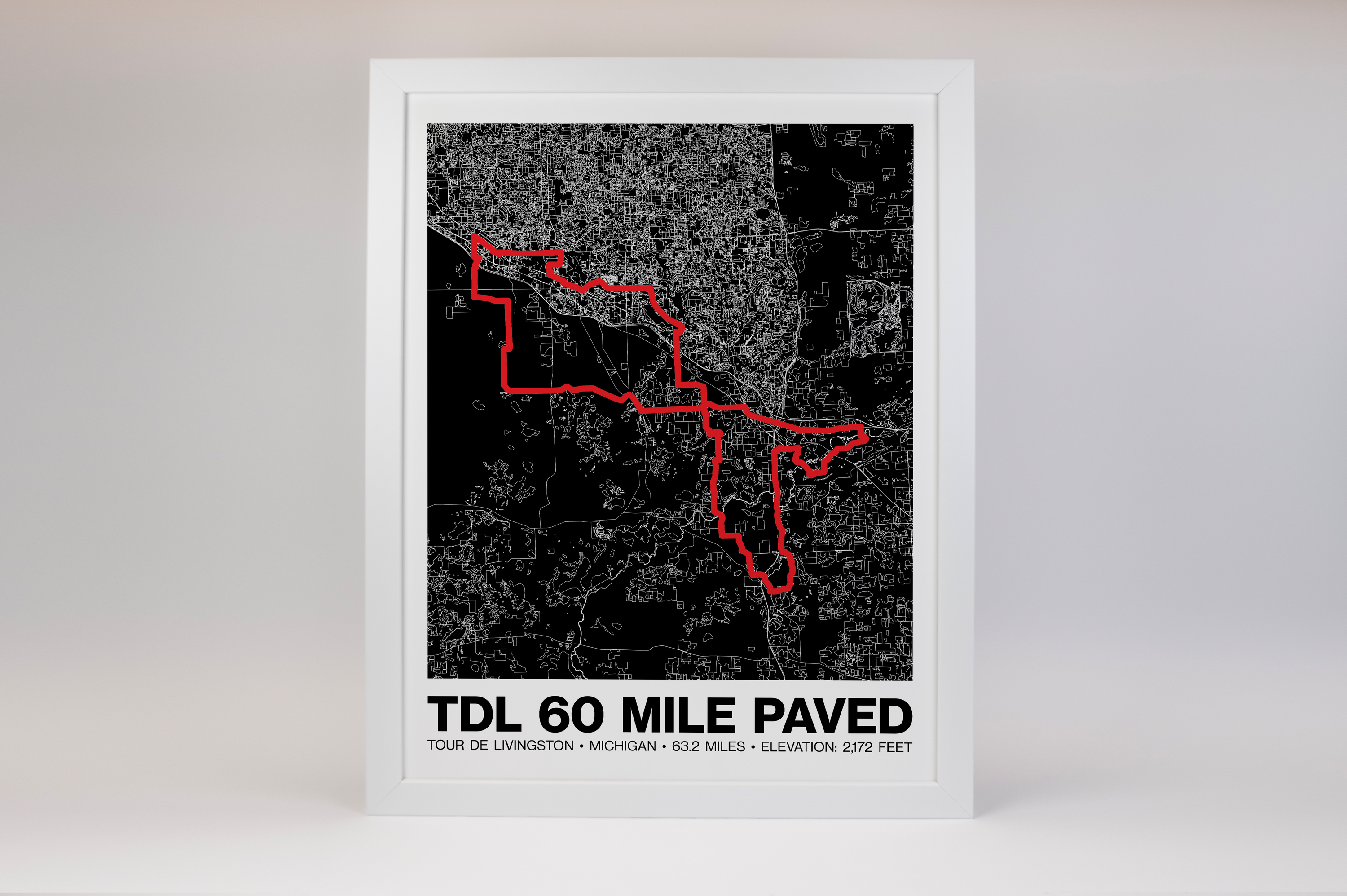Tour de Livingston 60 Mile Paved Poster - Grid Style