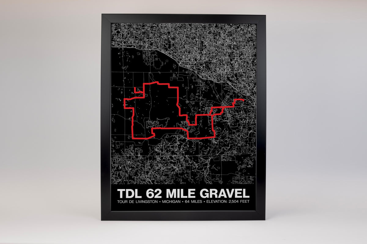 Tour de Livingston 62 Mile Gravel Poster - Grid Style