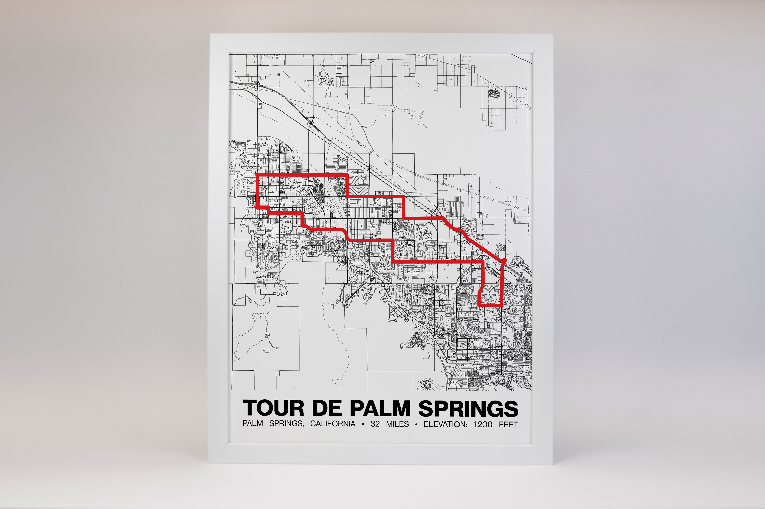 Tour de Palm Springs 32 Miles Poster - Grid Style