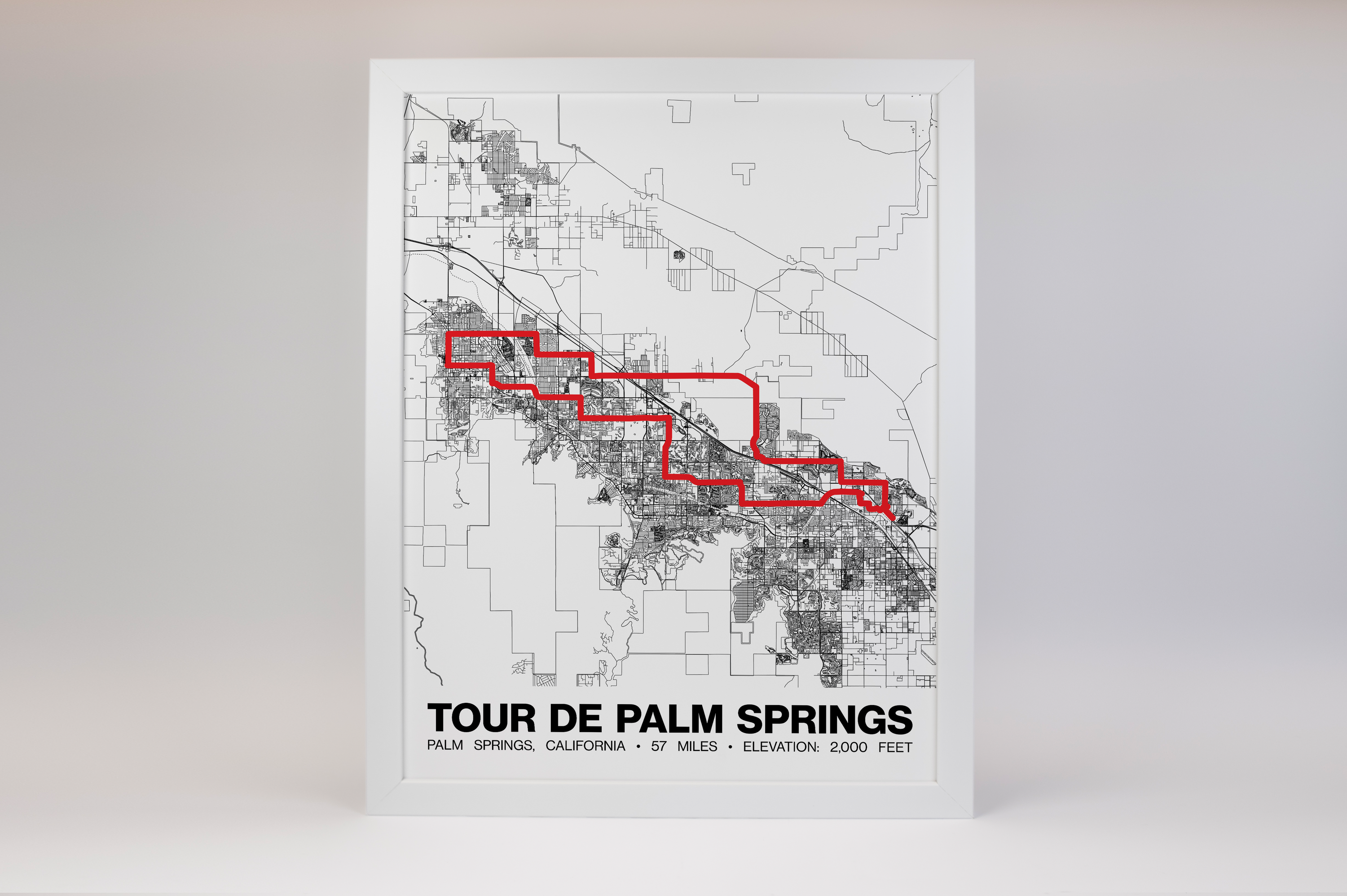 Tour de Palm Springs 57 Miles Poster - Grid Style