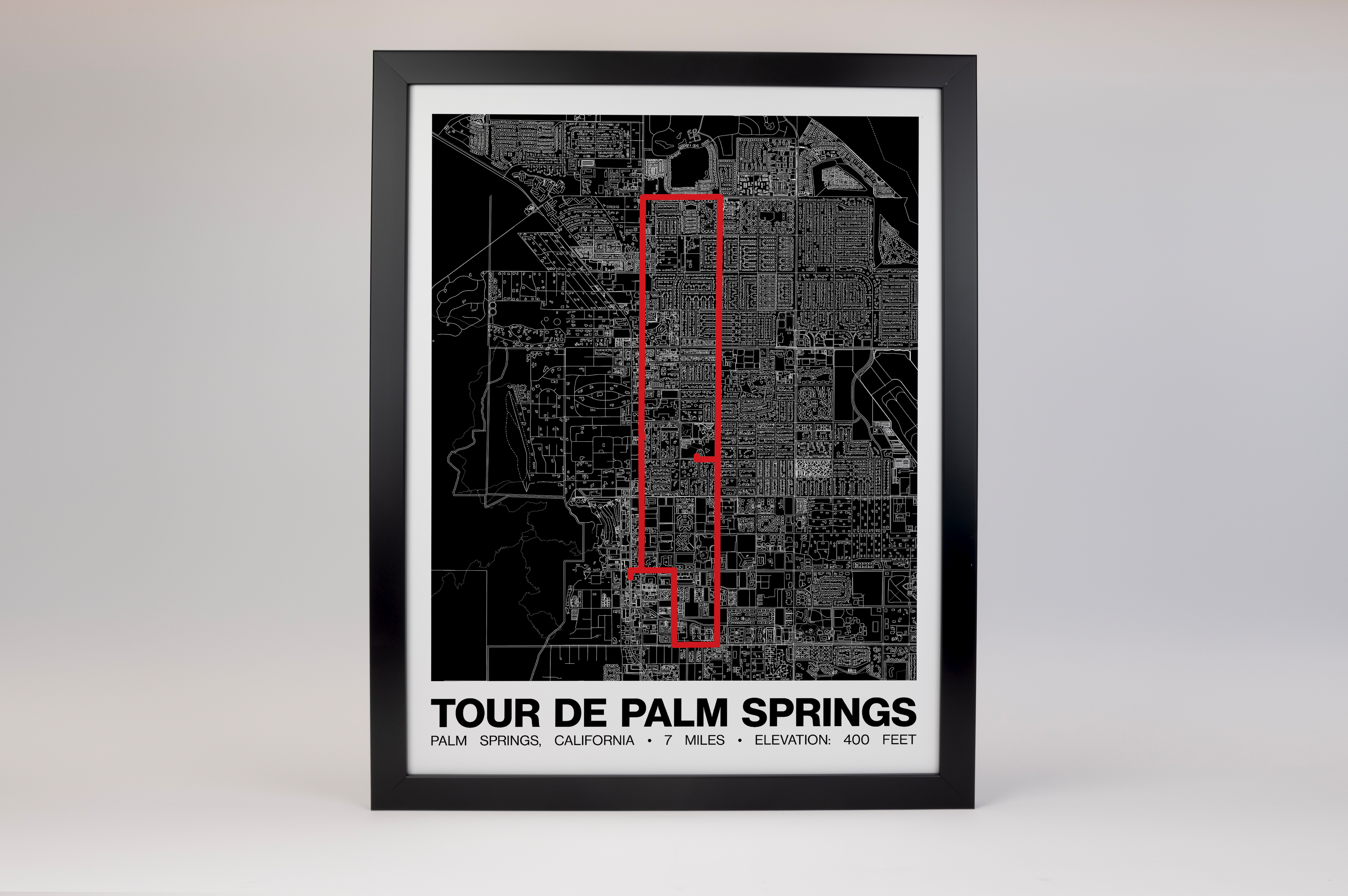 Tour de Palm Springs 7 Miles Poster - Grid Style