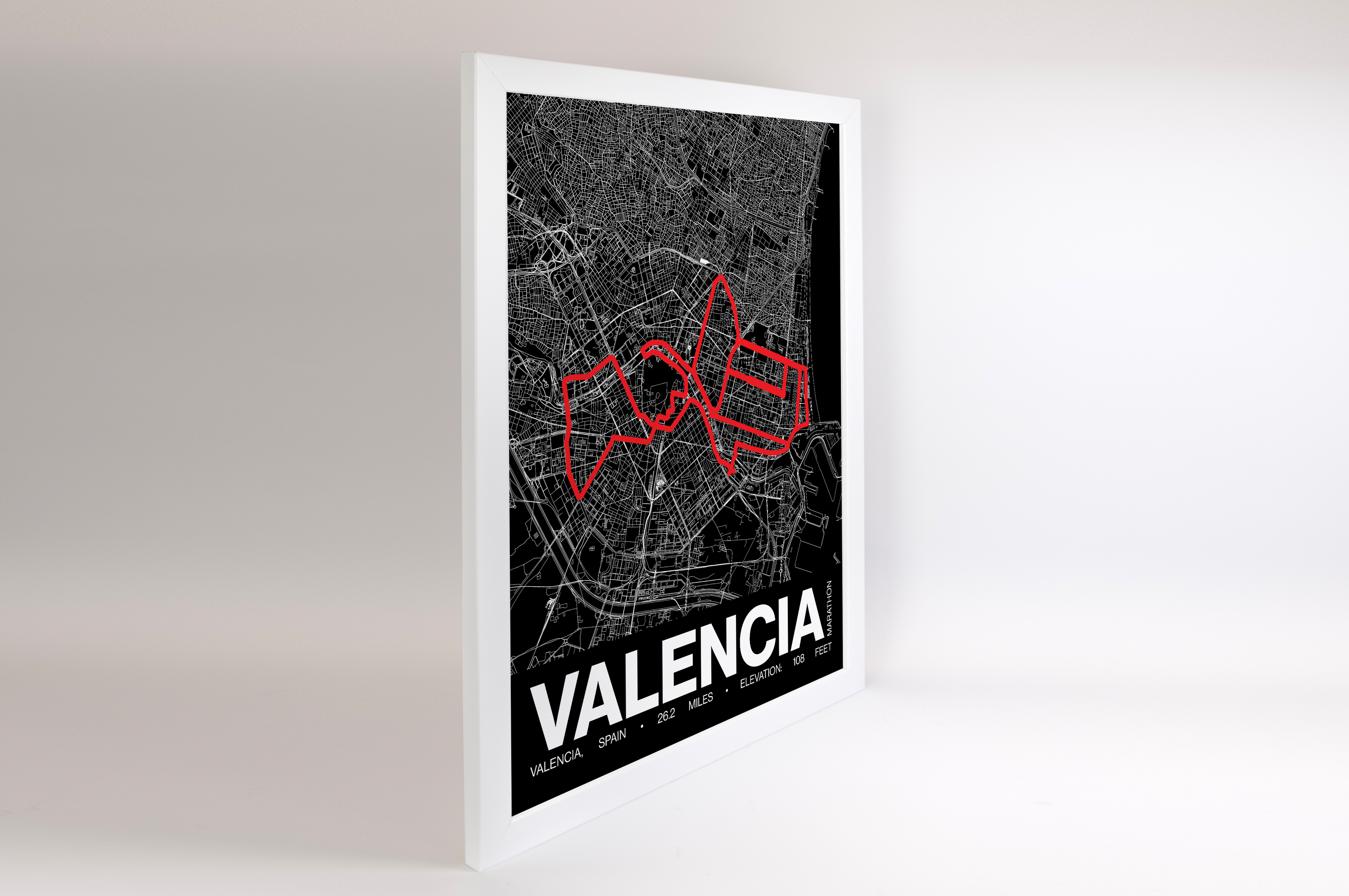 Valencia Marathon Poster - Grid Style