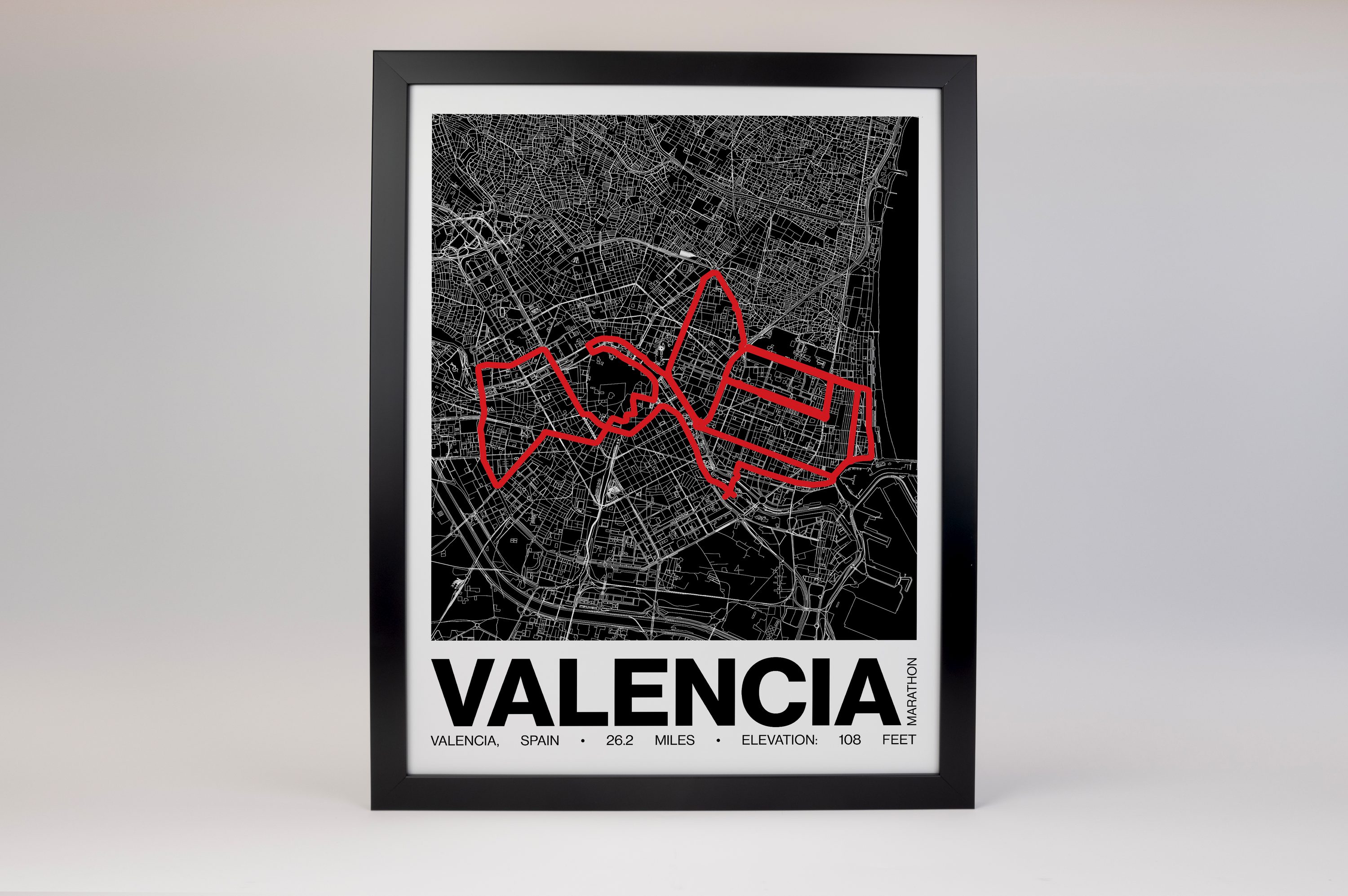 Valencia Marathon Poster - Grid Style