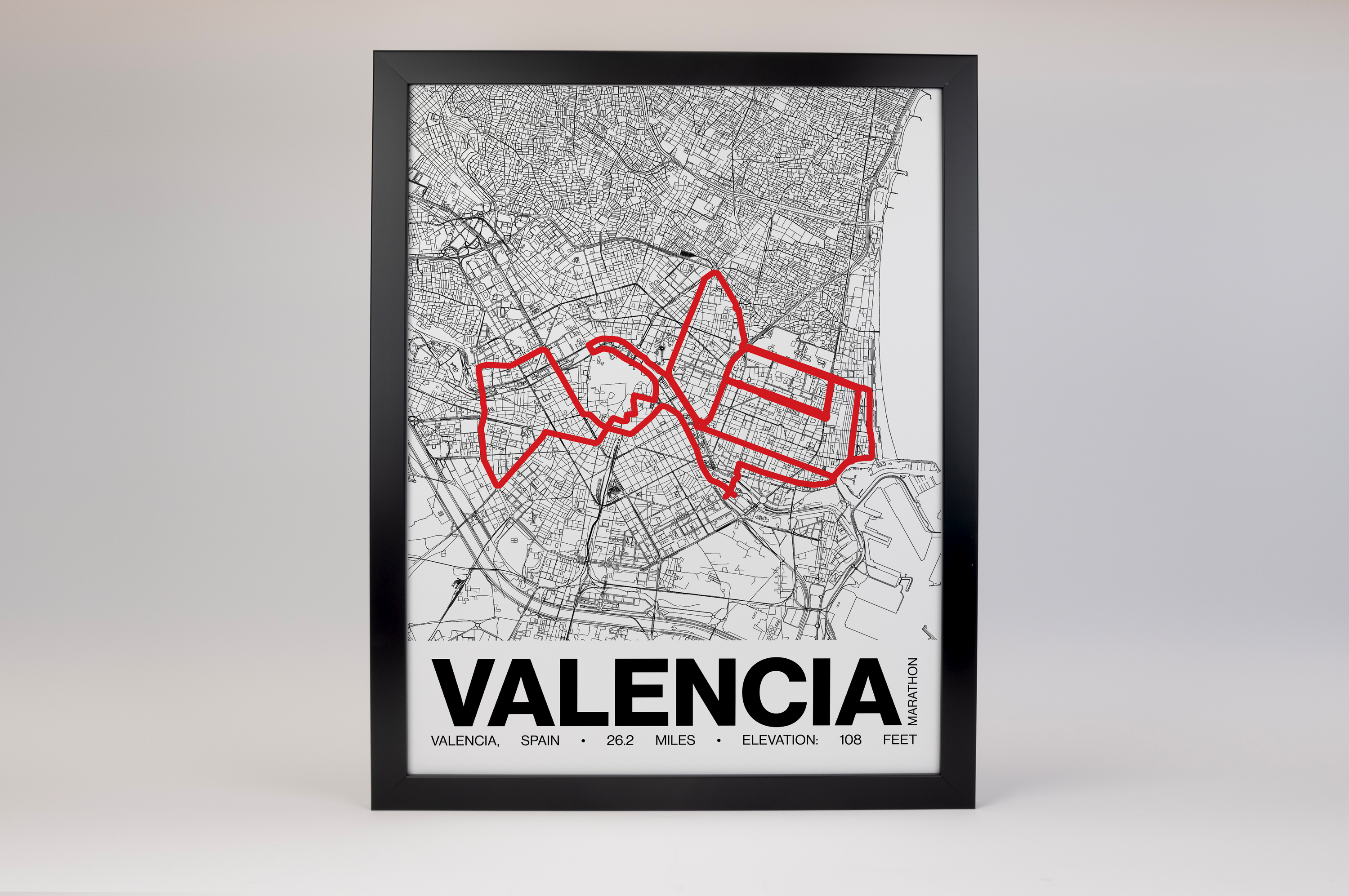 Valencia Marathon Poster - Grid Style
