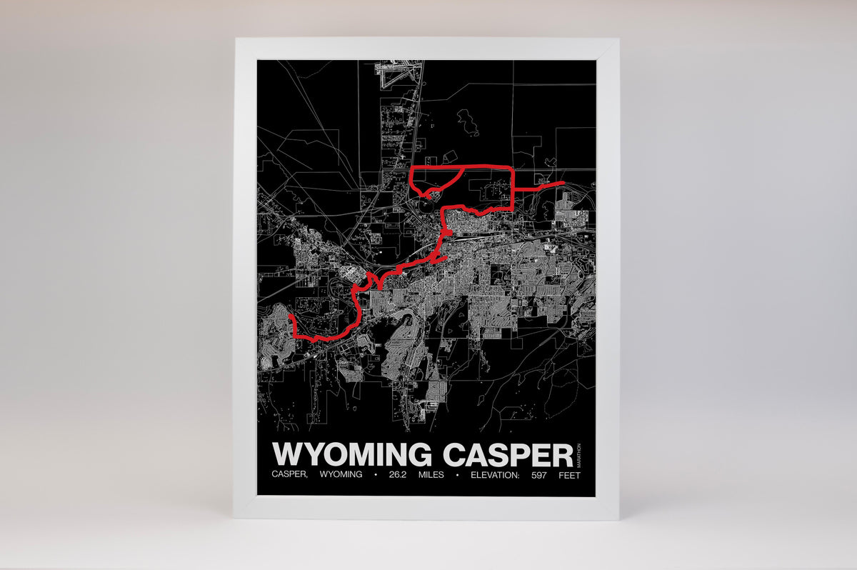 Wyoming Casper Marathon Poster - Grid Style