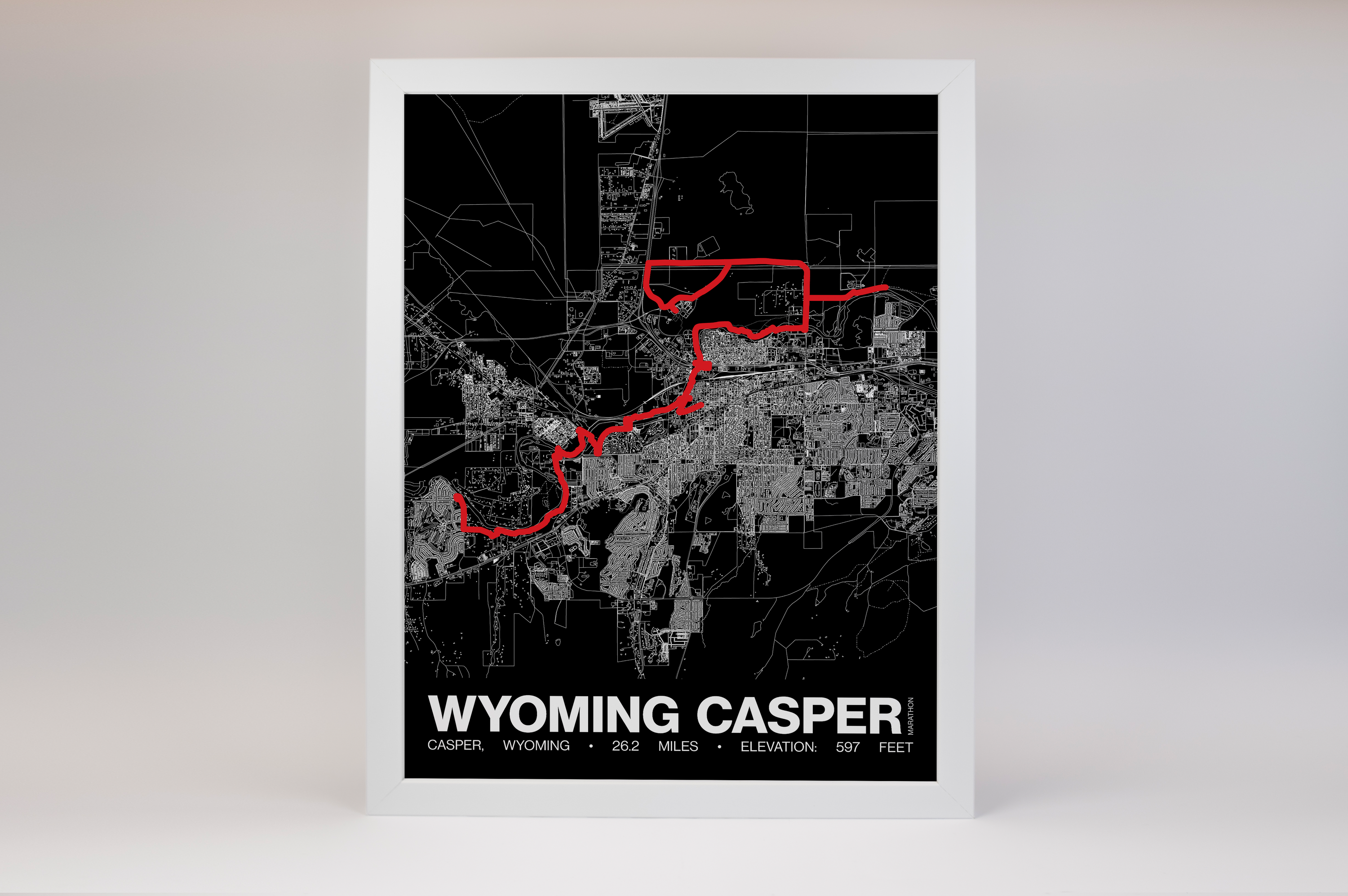 Wyoming Casper Marathon Poster - Grid Style