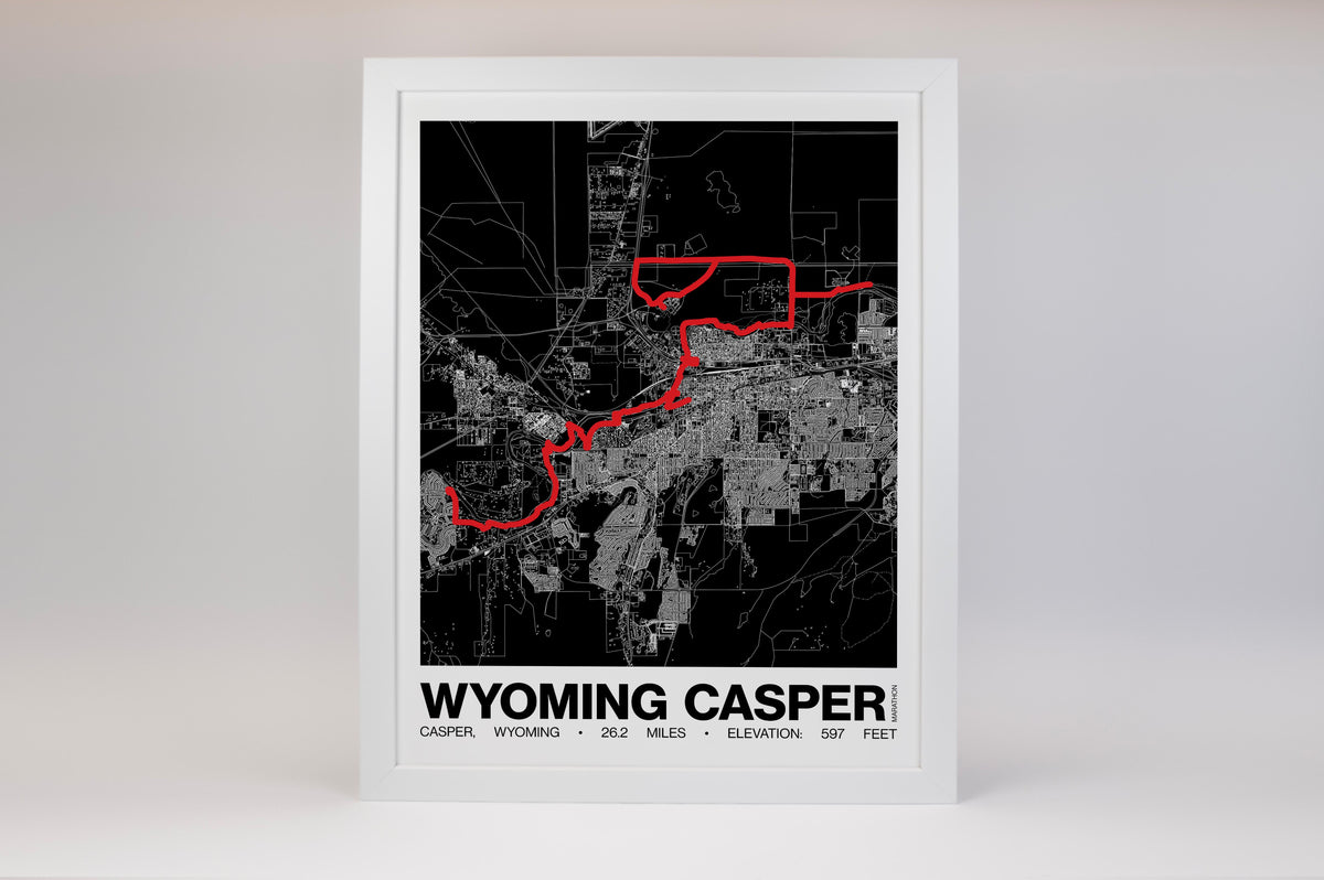 Wyoming Casper Marathon Poster - Grid Style