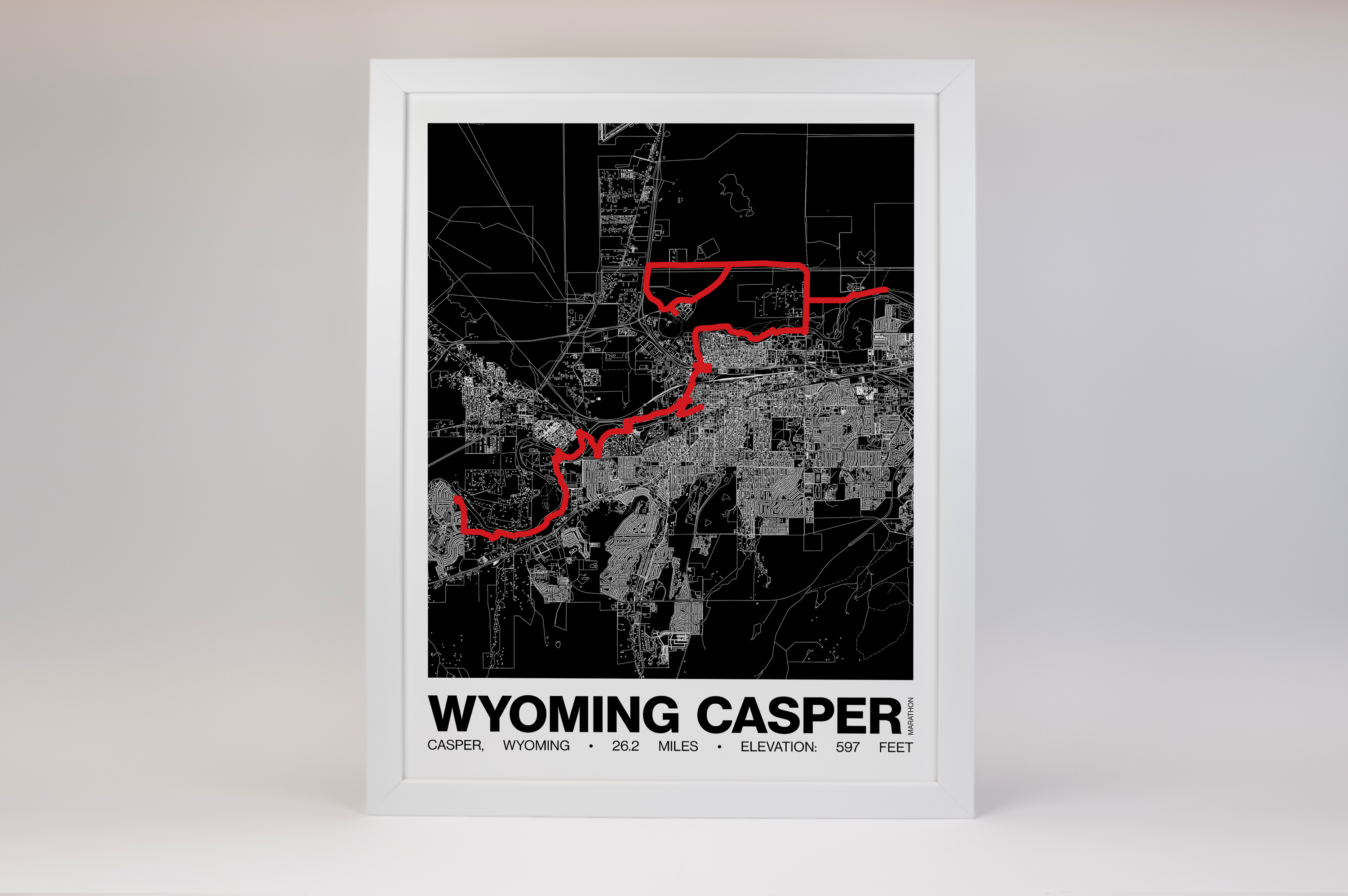 Wyoming Casper Marathon Poster - Grid Style