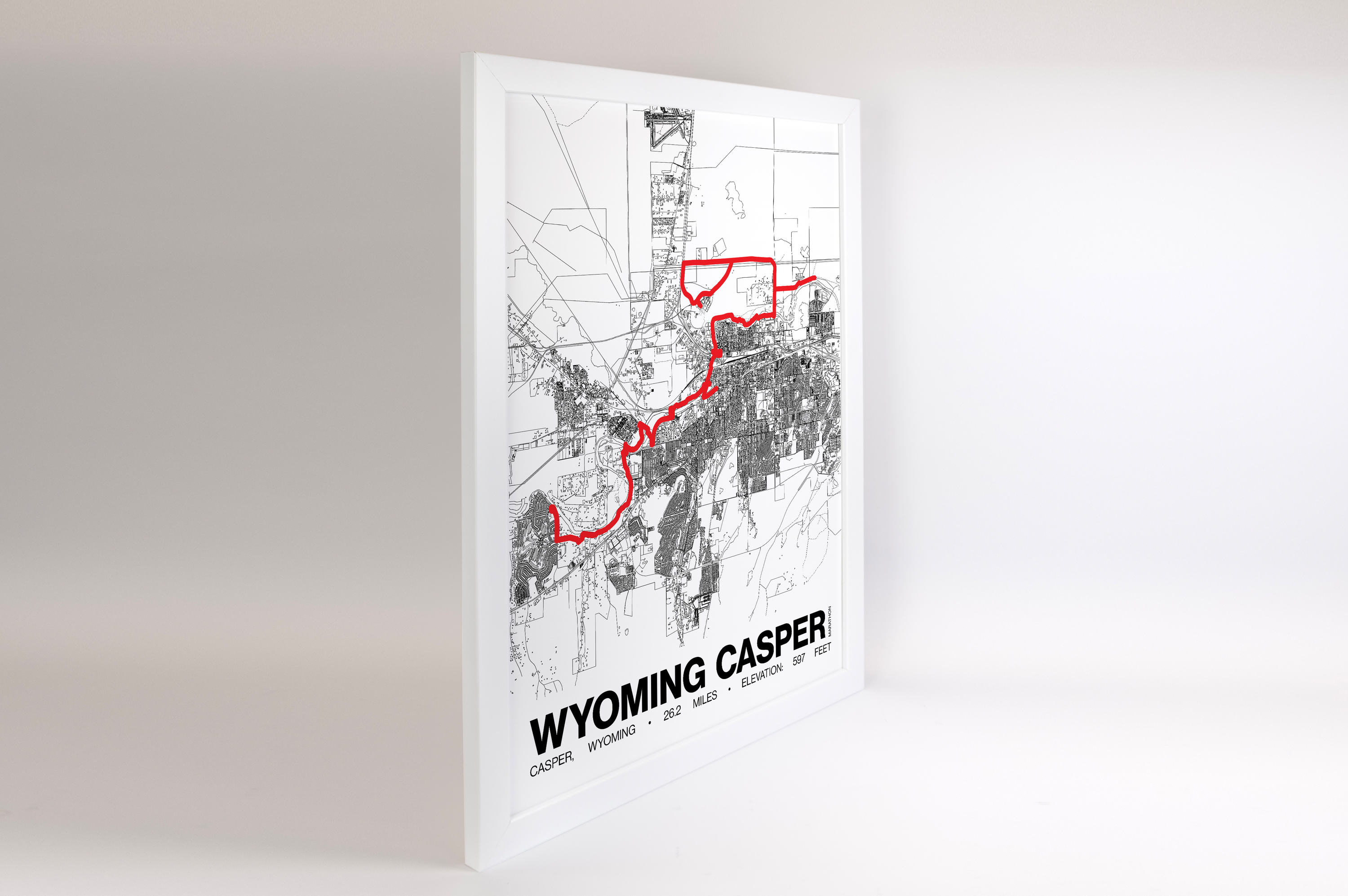 Wyoming Casper Marathon Poster - Grid Style