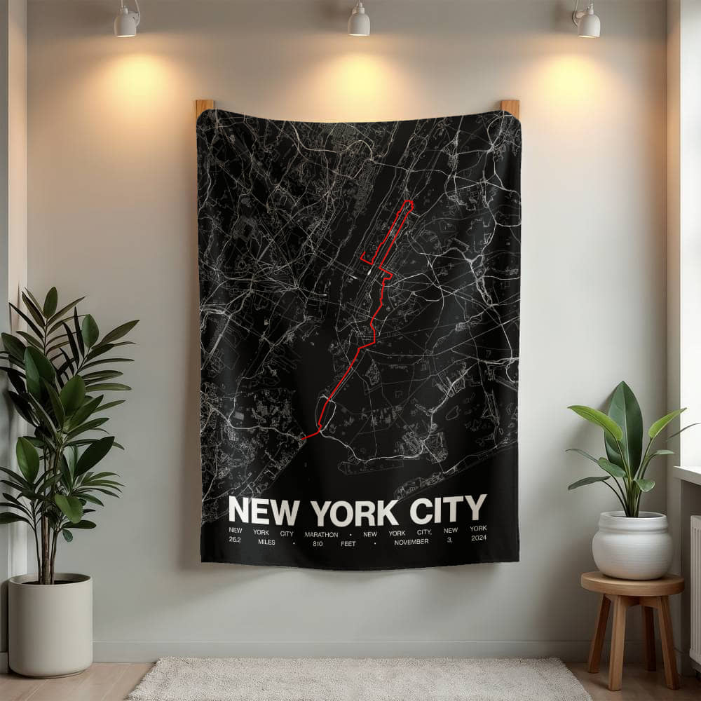 New York City Marathon Black Fleece Blanket