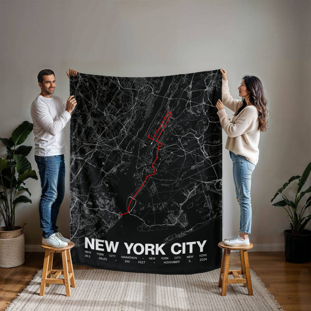 New York City Marathon Black Fleece Blanket